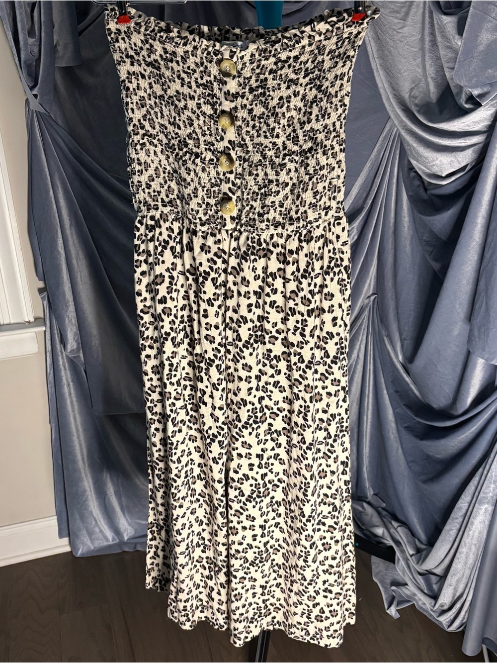 blue island Cream and Black Smocked Strapless Jumpsuit Romper